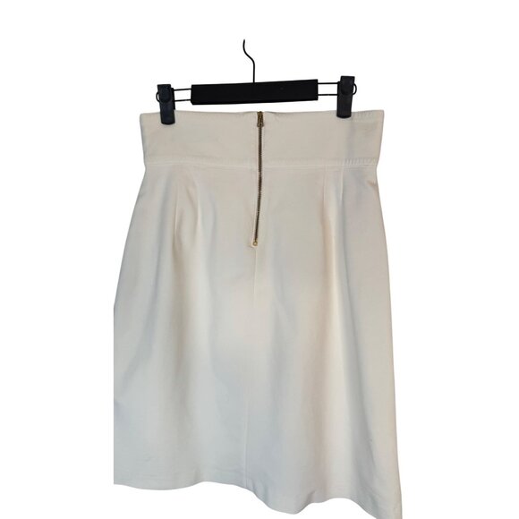 Zara Medium Off White A-Line Skirt Double Buckle & Pocket Detail Cotton Blend - Picture 9 of 15
